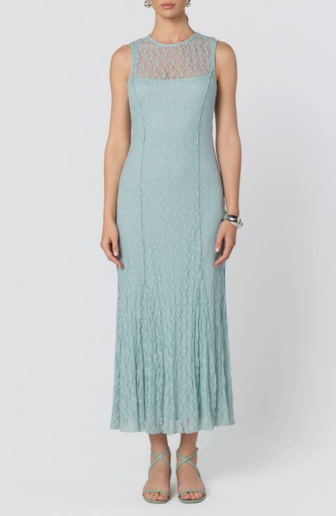 Annabella Lace Overlay Midi Dress