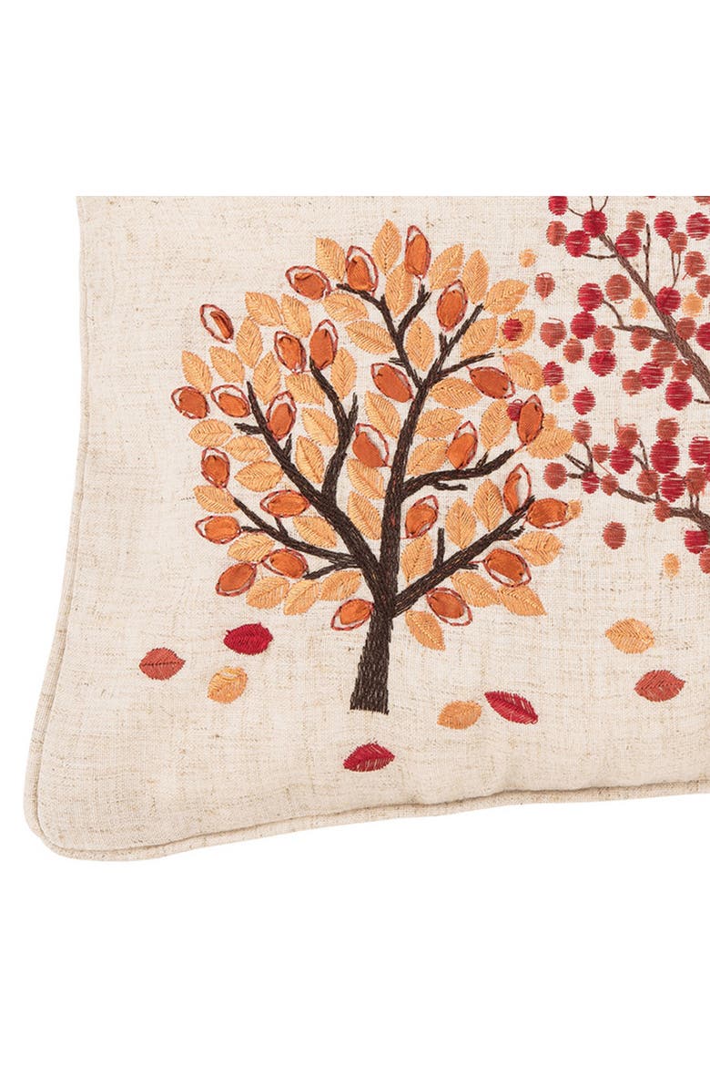 Autumn Forest Falling Leaves Embroidered Mini Accent Pillow 12" x 18", Alternate, color, Orange