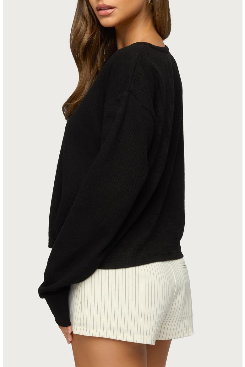 Deni Waffle Knit Henley, Alternate, color, BLACK