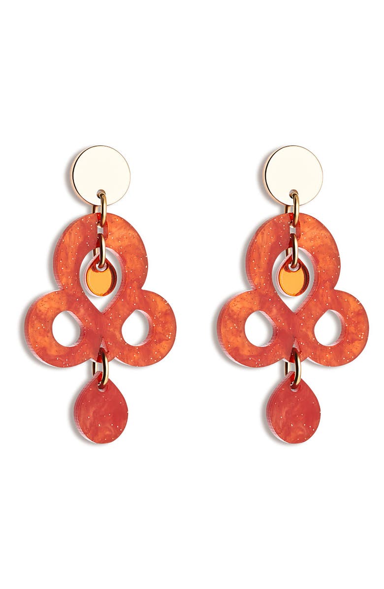 Toolally Mini Batik Earrings - Sienna Red & Orange Mirror, Main, color, Sienna Red & Orange Mirror