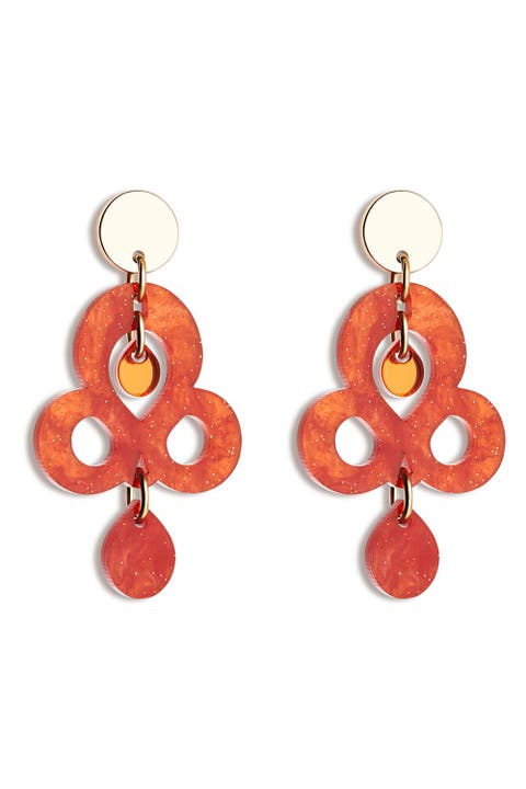 Mini Batik Earrings - Sienna Red & Orange Mirror