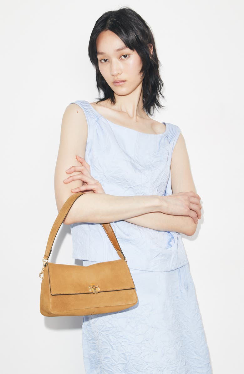 Tory Burch Small Charlie Shoulder Bag, Alternate, color, Toffee