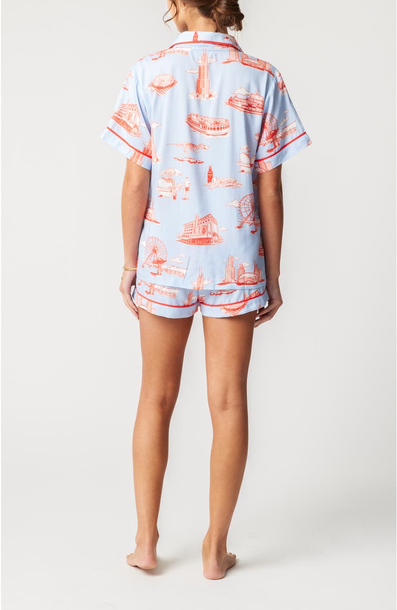 Katie Kime Chicago Toile Shorts Set, Alternate, color, Light Blue