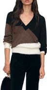 Reiss Harley Metallic Colorblock V Neck Sweater