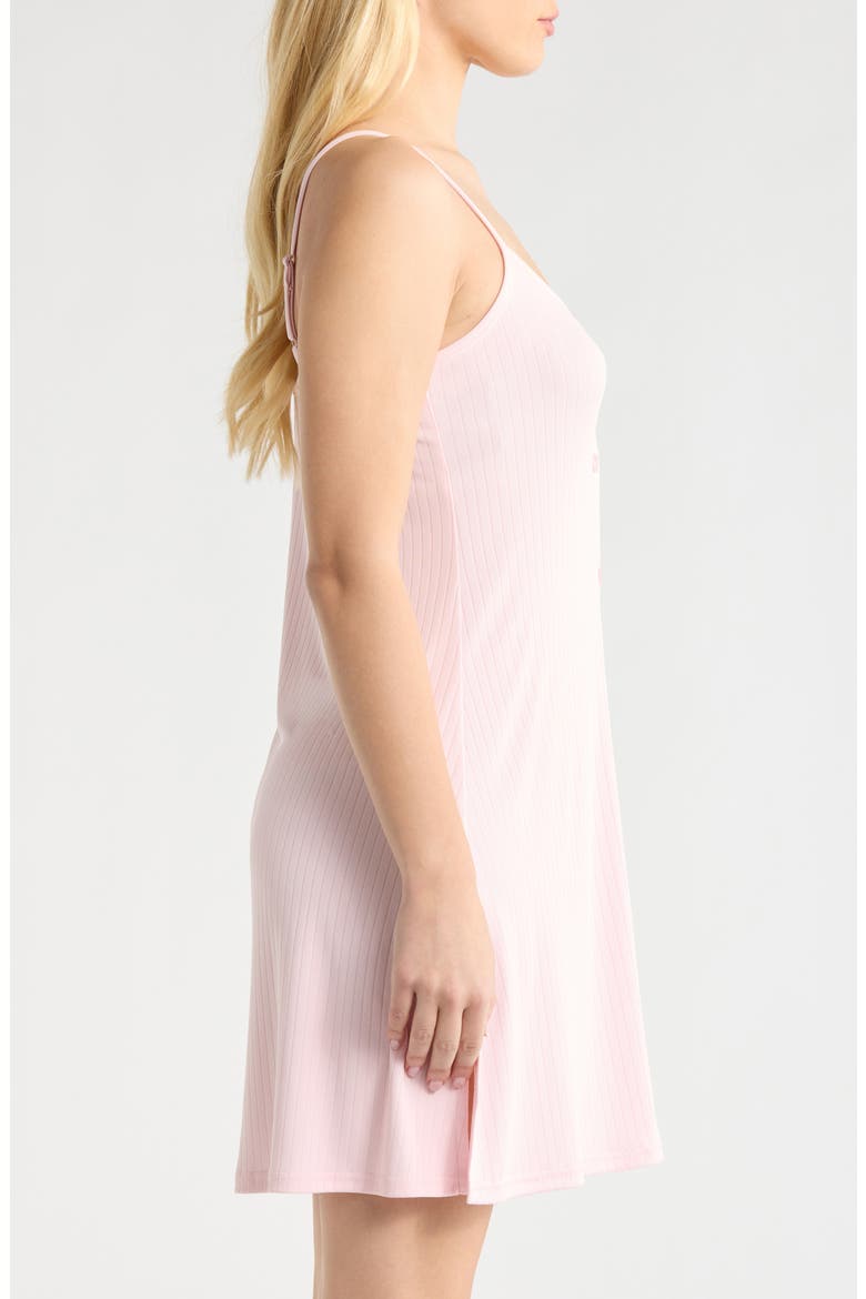 Rib Button Front Chemise, Alternate, color, ICY PINK