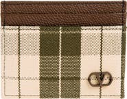 Valentino VLOGO Signature Check Canvas & Leather Card Case