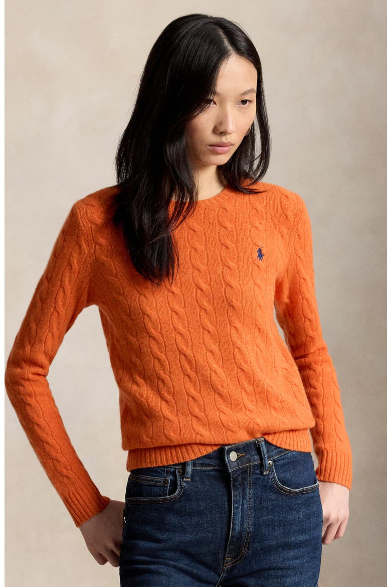 Julianna Crewneck Cotton Sweater, Alternate, color, ORANGE RUST HEATHER