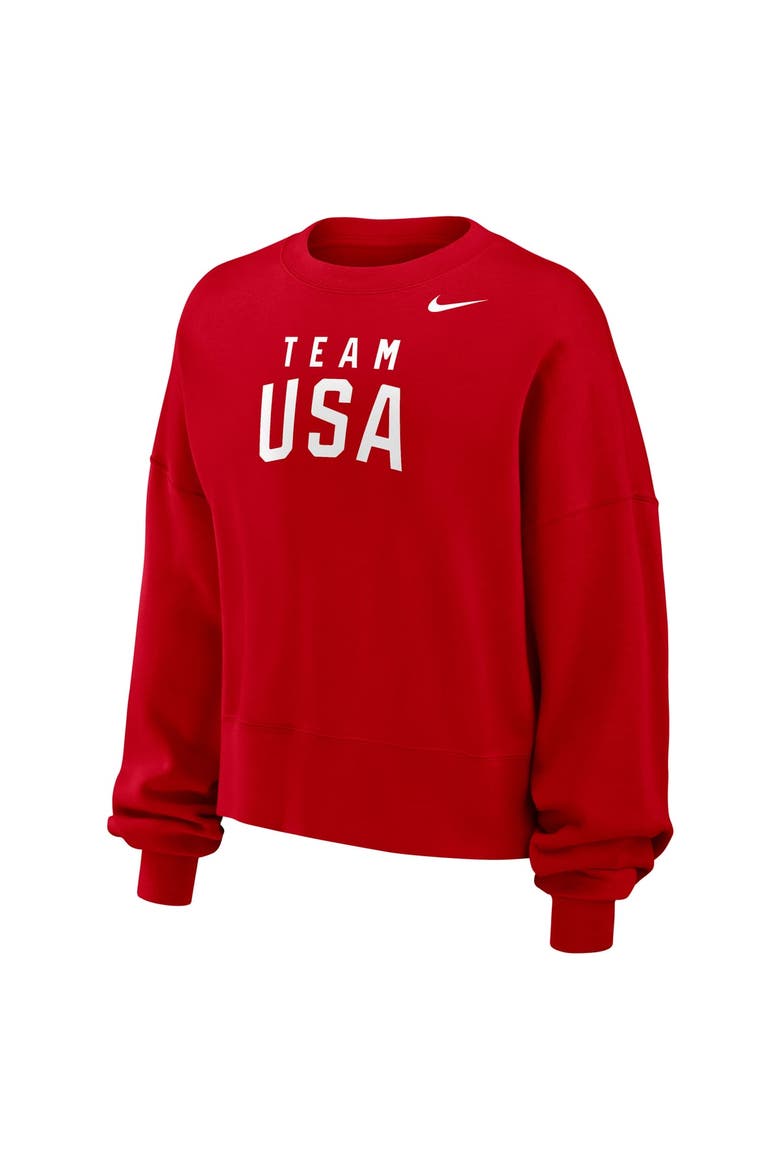 Women's Nike  Red Team USA Oversized Phoenix Fleece Sweatshirt, Alternate, color, Red
