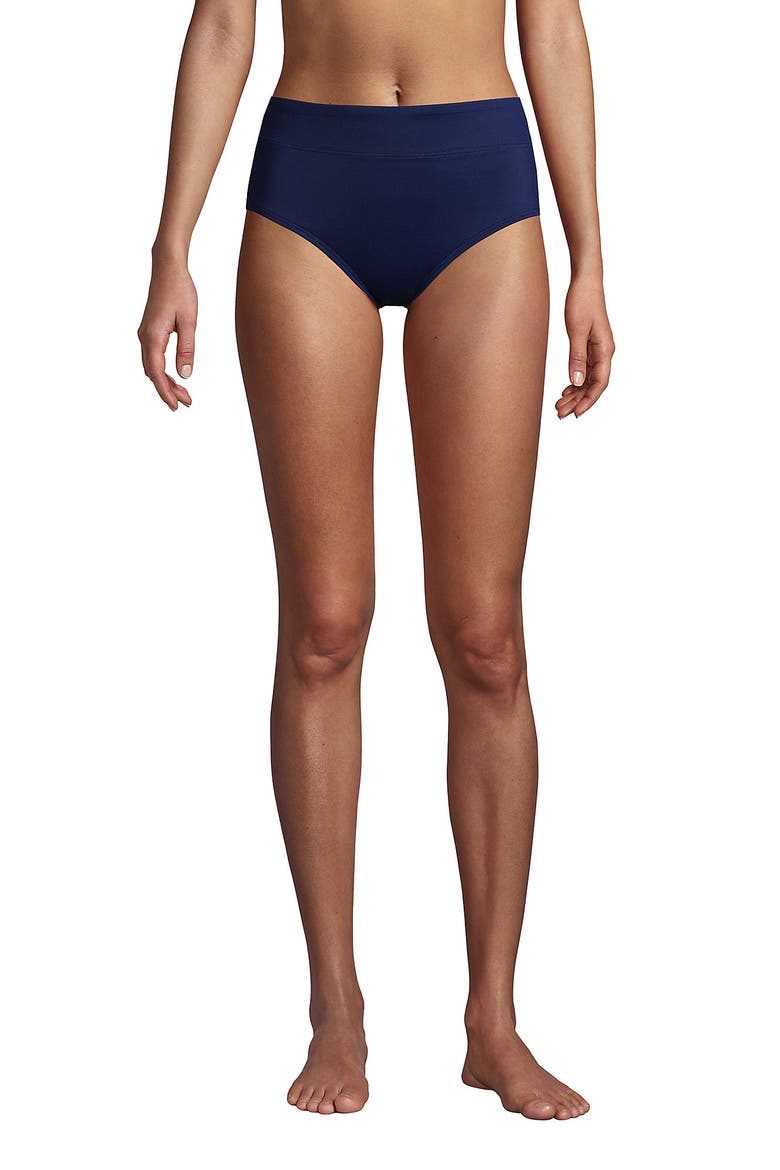 Tummy Control High Waisted Bikini Bottoms, Alternate, color, Deep Sea Navy