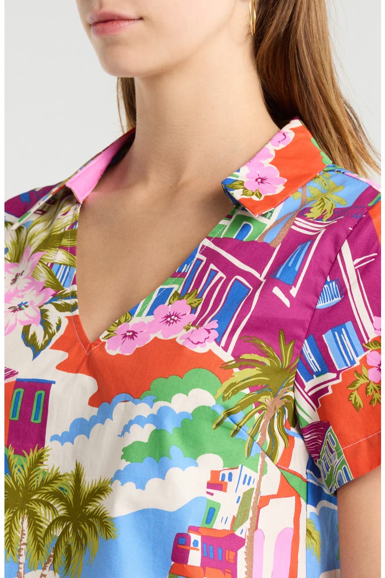 Rumi Town Marlie V-Neck Top, Alternate, color, CREAM-BLUE-MULTI