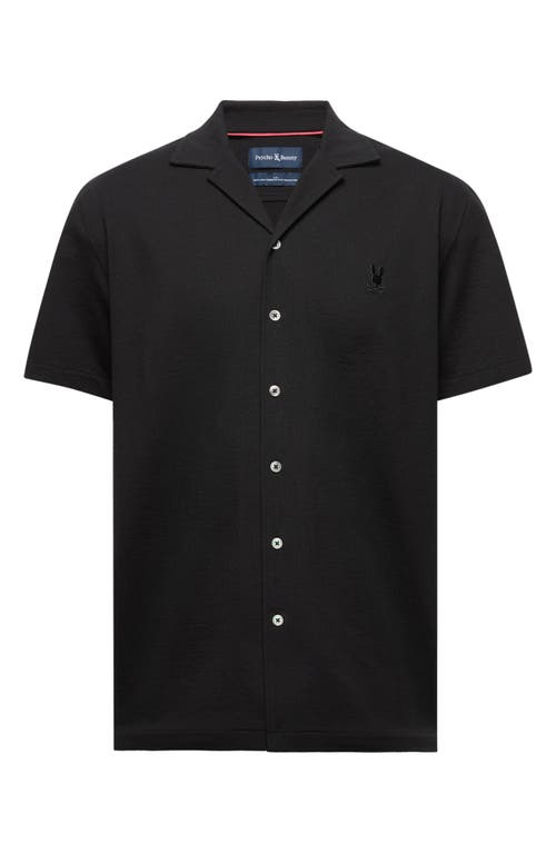 Psycho Bunny Jayme Rib Knit Camp Shirt In Black