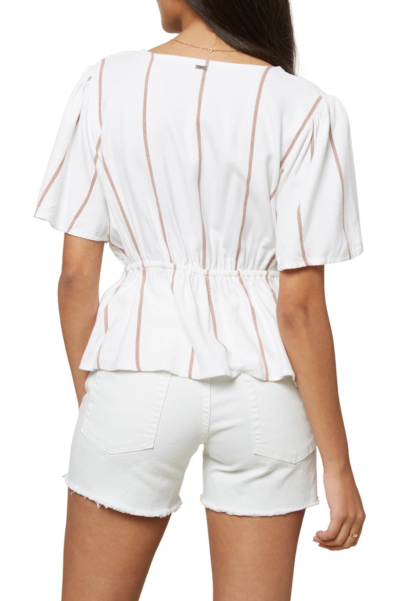 Wes Stripe Short Sleeve Woven Top, Alternate, color, BRIGHT WHITE