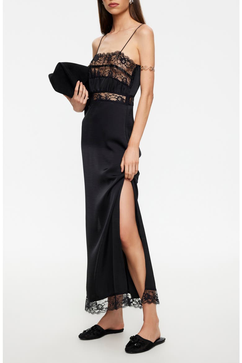 She Lace Detail Maxi Dress, Alternate, color, NOIR
