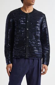 Bode Sequin Spotlight Virgin Wool Cardigan