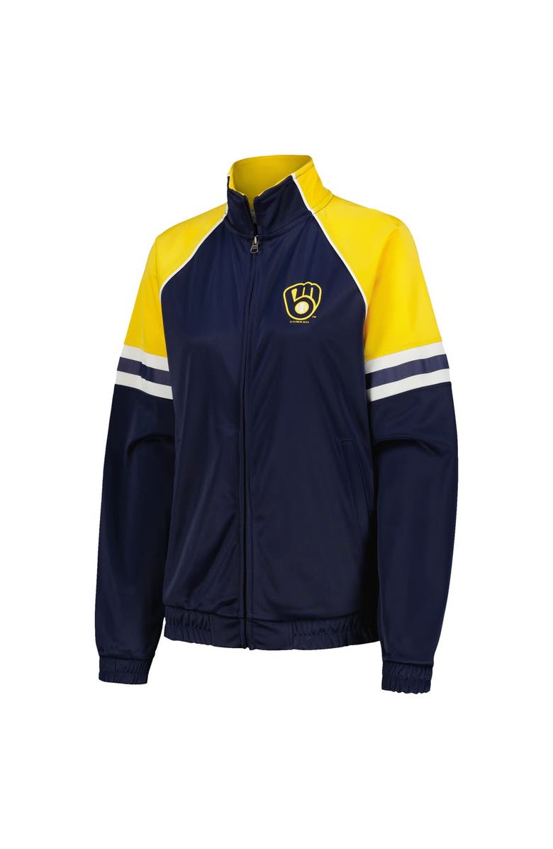 G-III 4HER BY CARL BANKS Women's G-III 4Her by Carl Banks Navy Milwaukee Brewers First Place Raglan Full-Zip Track Jacket, Alternate, color, Navy