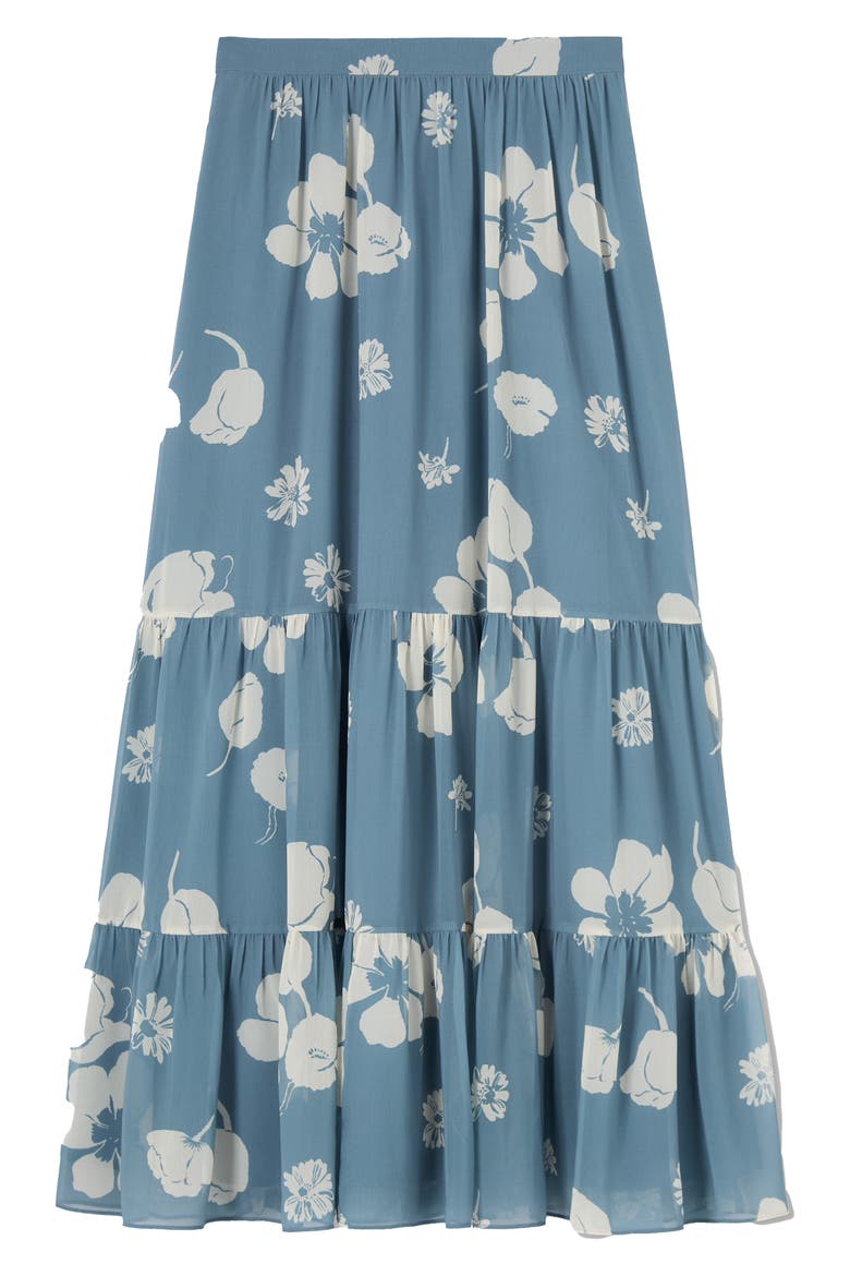 Rumi Floral Tiered Maxi Skirt, Alternate, color, BLUE MULTI