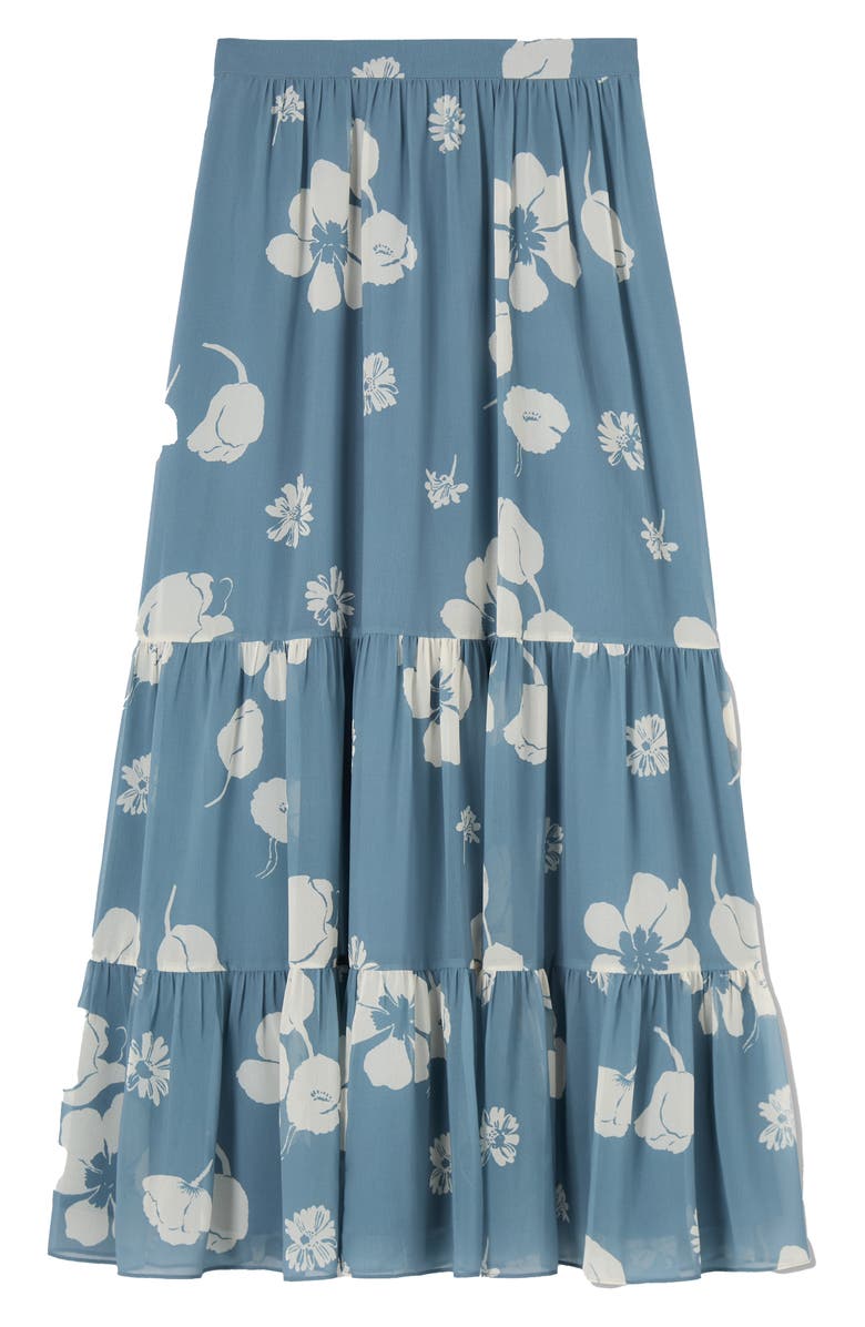 LK Bennett Rumi Floral Tiered Maxi Skirt, Alternate, color, Blue Multi