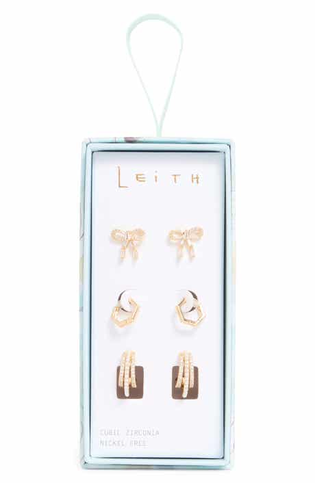 Leith Set of 3 Assorted Stud & Huggie Hoop Earrings
