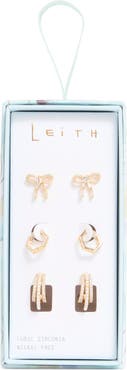 Leith Set of 3 Assorted Stud & Huggie Hoop Earrings