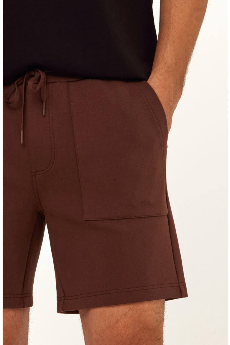 Jaxson Peached Stretch Organic Cotton Blend Shorts, Alternate, color, COFFEE