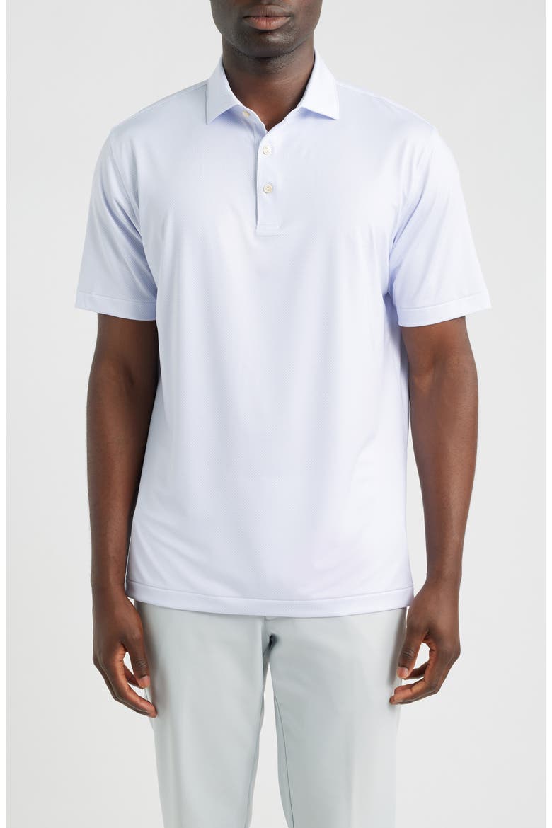 Phoenix Microprint Summer Comfort Perfomance Jersey Polo, Main, color, WHITE / GARDEN VIOLET