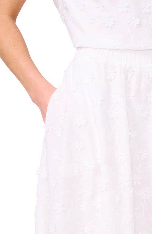 Cece Eyelet Embroidered Cotton Midi Skirt In Ultra White