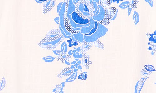 Halogenr Halogen(r) Sleeveless Floral Print Midi Dress In Palace Blue
