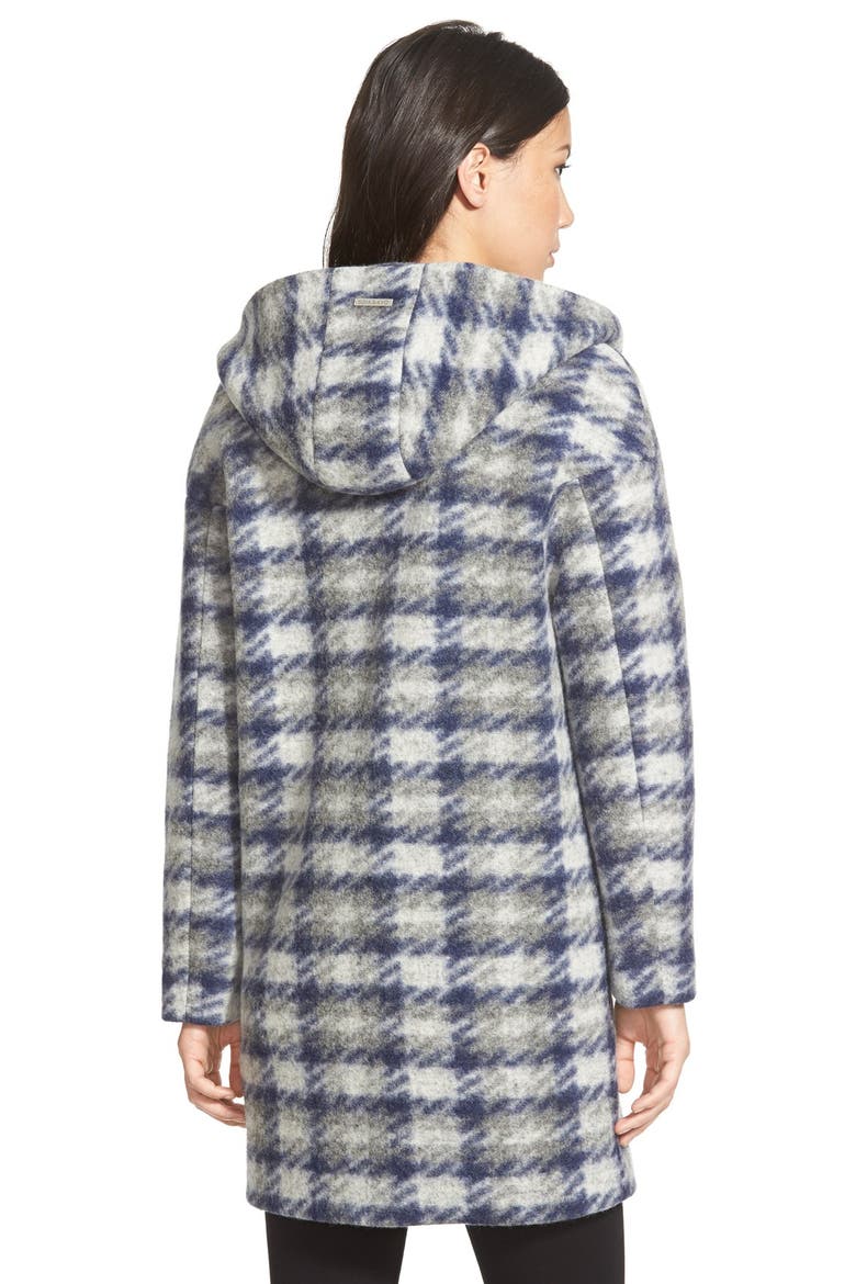 'Kym' Plaid Drop Shoulder Hooded Coat, Alternate, color, MIDNIGHT