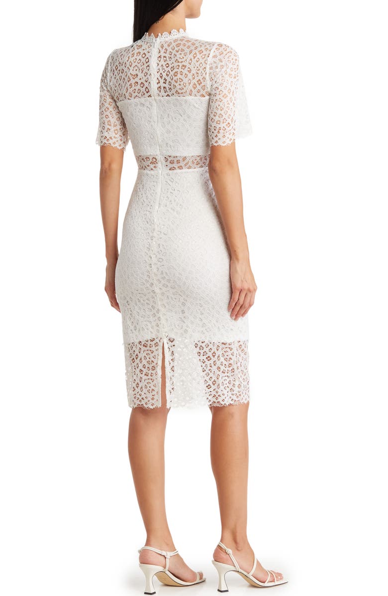 BY DESIGN Lace Sheer Panel Knee Length Dress, Alternate, color, Gardenia