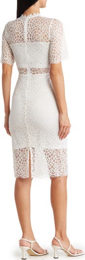 BY DESIGN Lace Sheer Panel Knee Length Dress | Nordstromrack