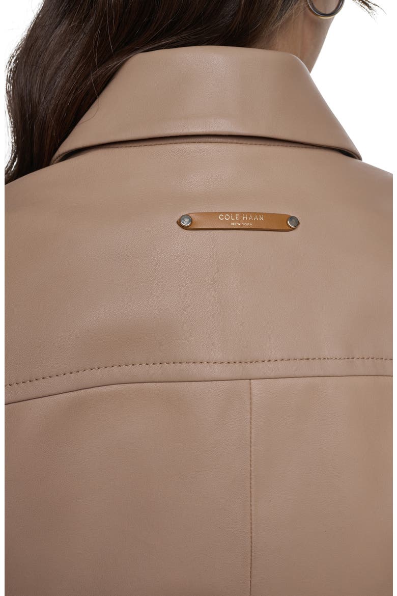 Leather Bomber Jacket, Alternate, color, SESAME