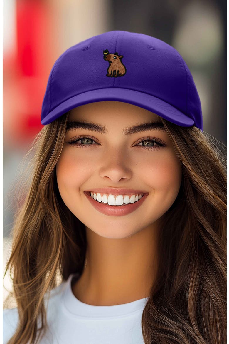 Capybara Embroidered Everyday Hat, Alternate, color, Purple