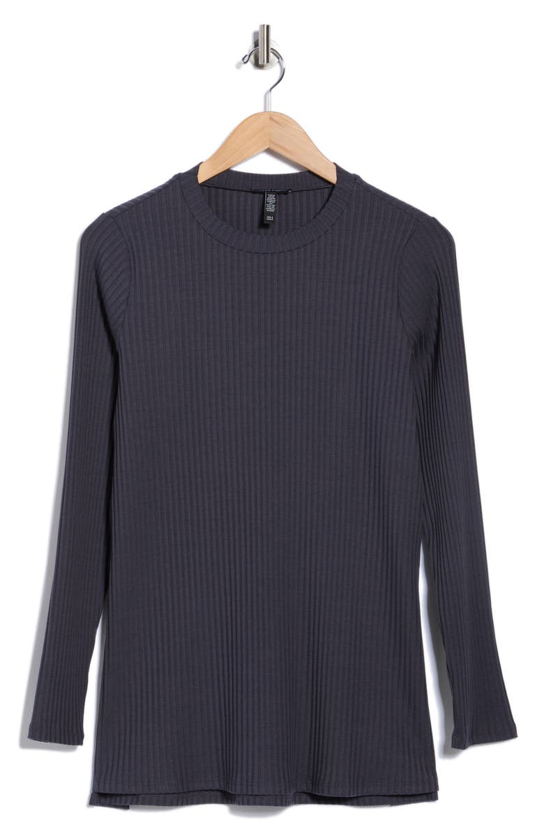 Eileen Fisher High Crewneck Tunic, Alternate, color, Ebony