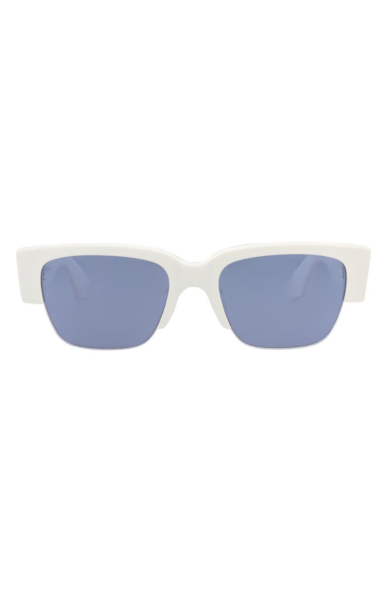 McQueen 54mm Half Rim Sunglasses, Main, color, White White Blue