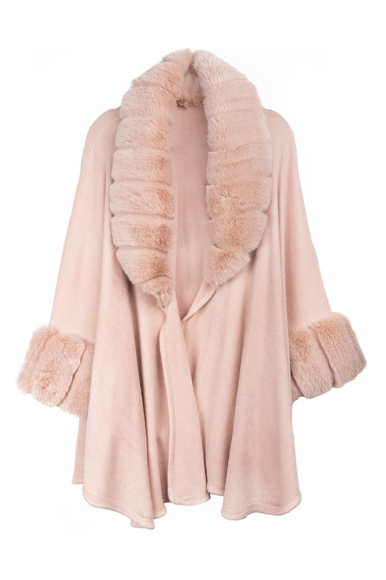 Filippa Faux Fur Trim Cardigan, Main, color, PINK