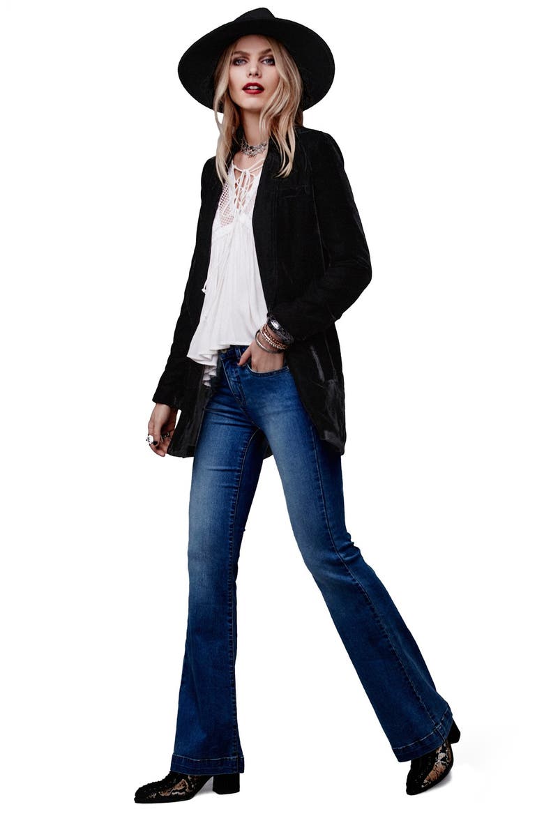 Slouchy Velvet Blazer, Alternate, color, BLACK