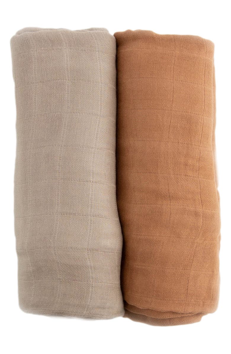little unicorn 2-Pack Muslin Swaddle Blanket, Main, color, Caramel