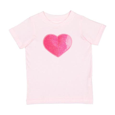 Heart Sequin Patch Short Sleeve T-Shirt (Baby, Toddler, Little Kid & Big Kid)