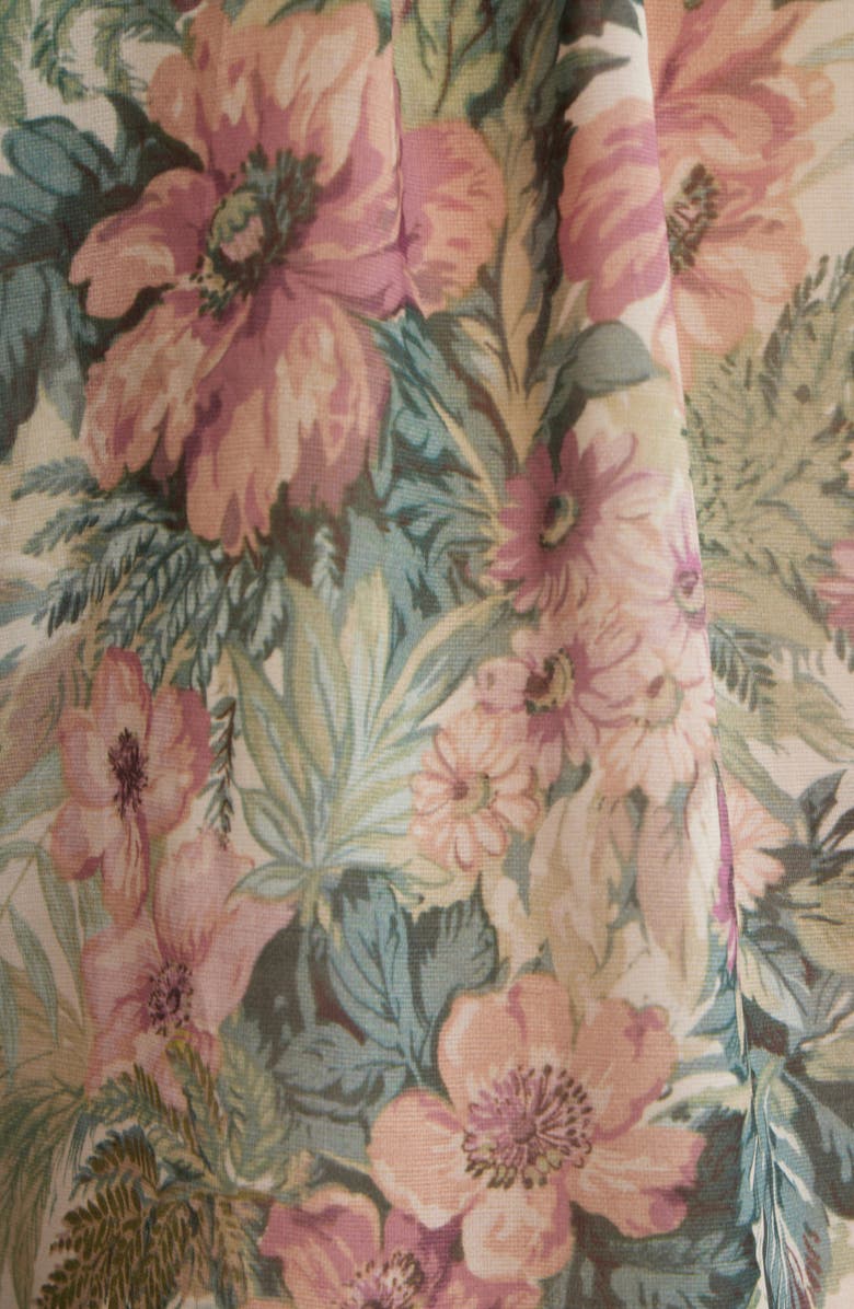 KOBI HALPERIN Esme Floral Ruffle Button-Up Chiffon Shirt, Alternate, color, Rose Multi