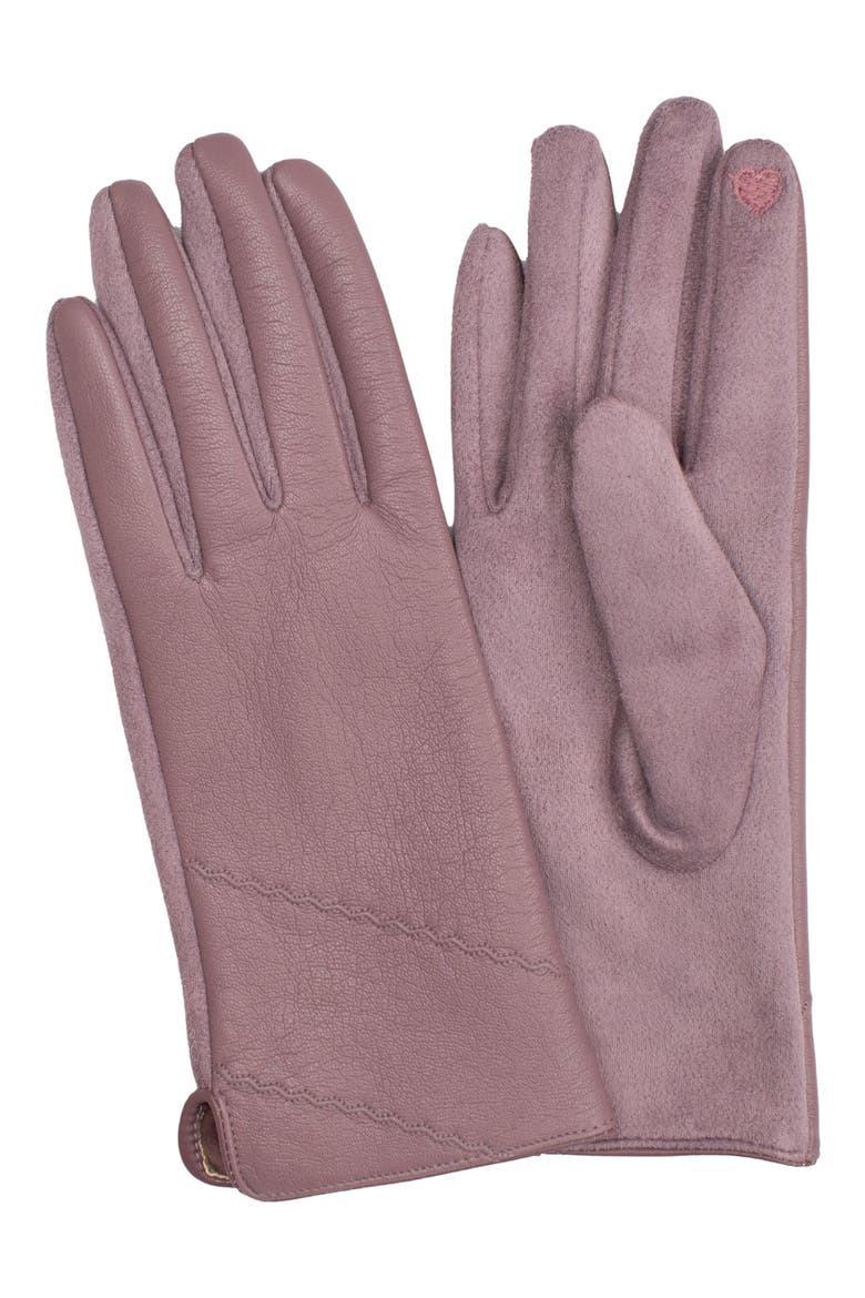 Faux Leather Gloves, Main, color, MAUVE