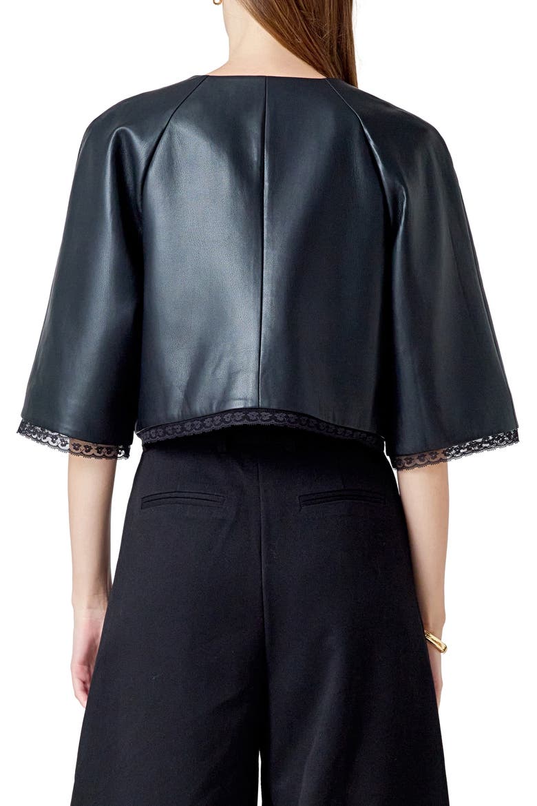Faux Leather Crop Jacket, Alternate, color, BLACK