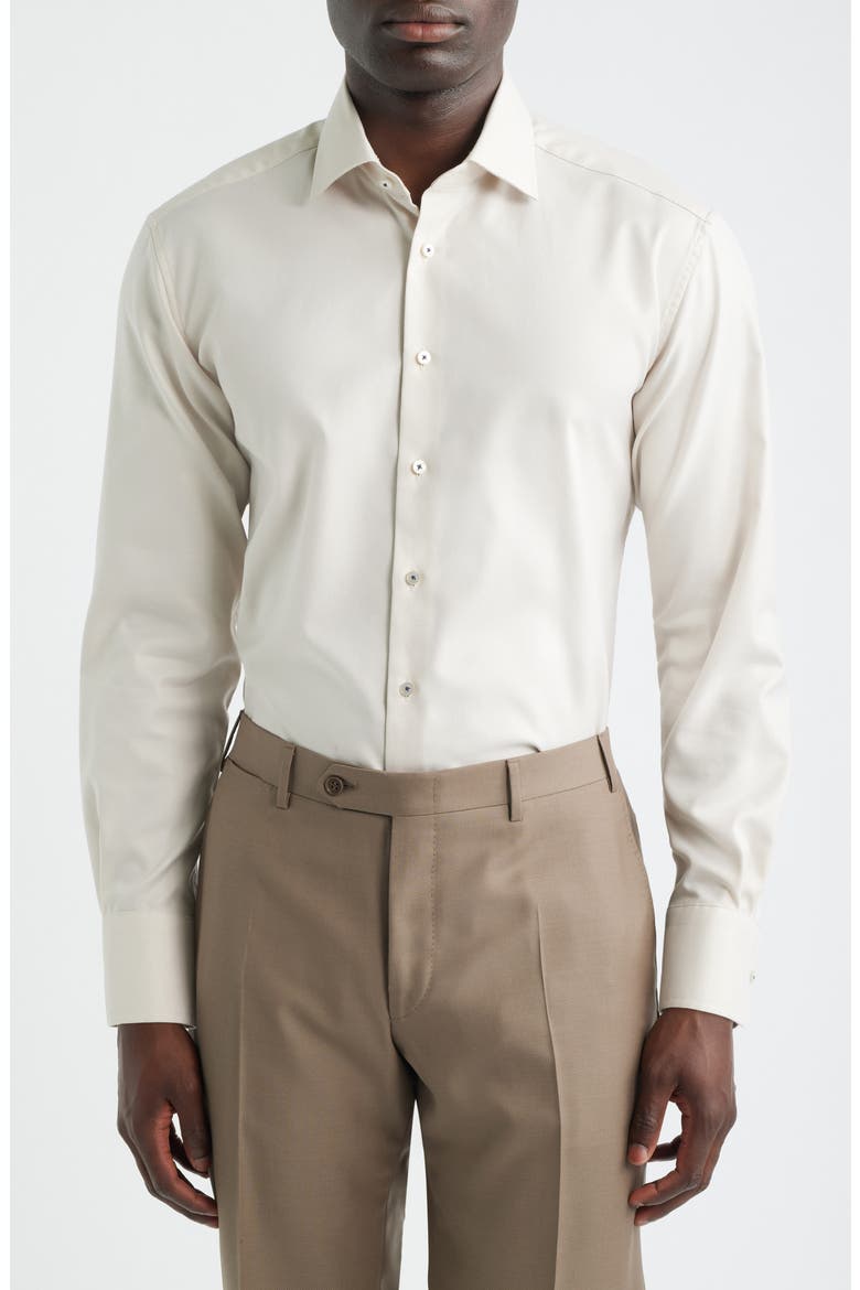 Modern Fit Solid Non-Iron Cotton Oxford Cloth Dress Shirt, Main, color, KHAKI