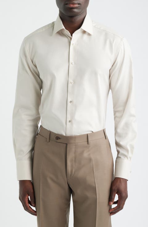 Modern Fit Solid Non-Iron Cotton Oxford Cloth Dress Shirt (Regular & Big)