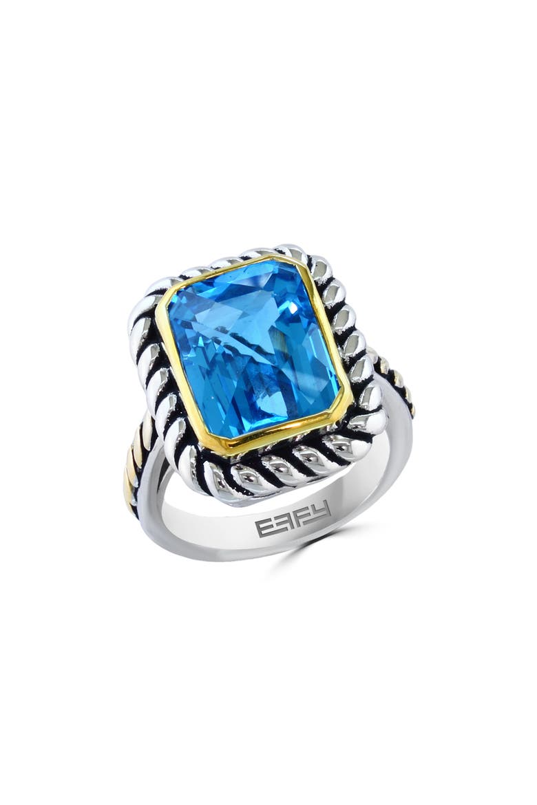 Sterling Silver & 18K Gold Blue Topaz Ring, Main, color, BLUE