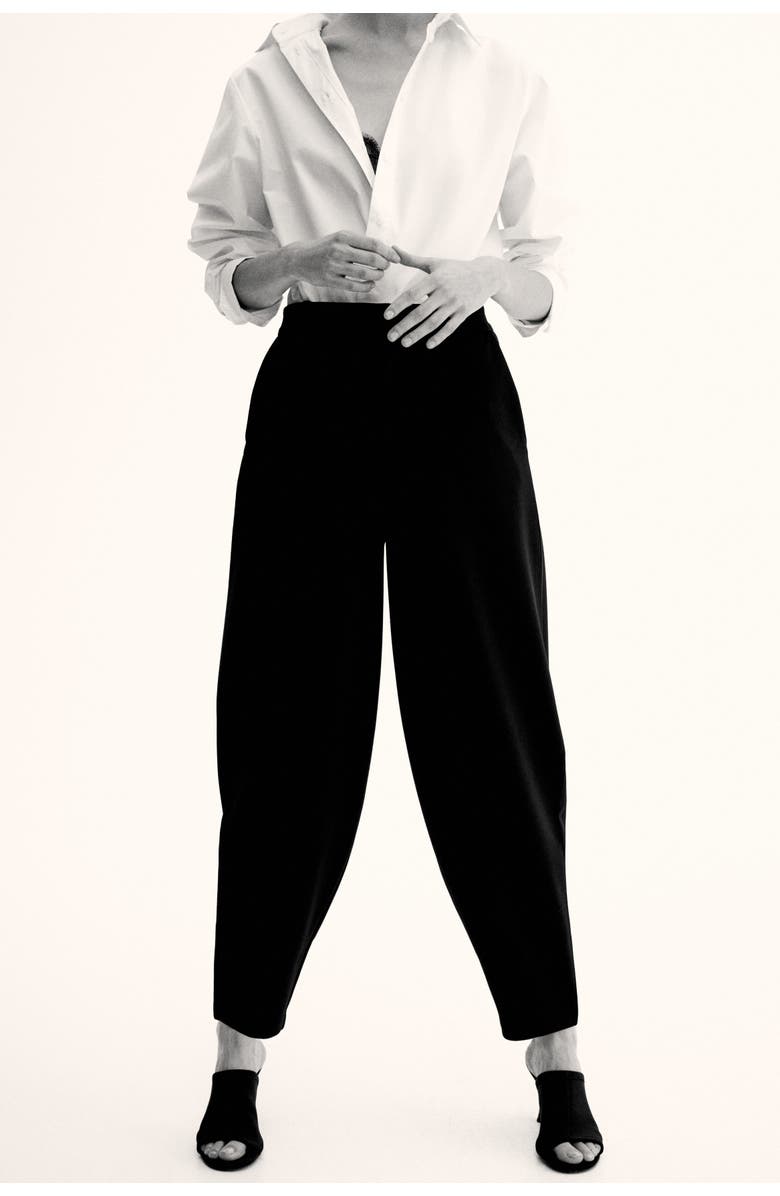 H&M Jersey Barrel-leg Trousers, Alternate, color, Black