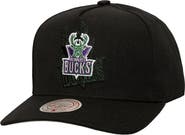 Mitchell & Ness Men's Mitchell & Ness Black Milwaukee Bucks Tilted Pro Pinch Adjustable Hat