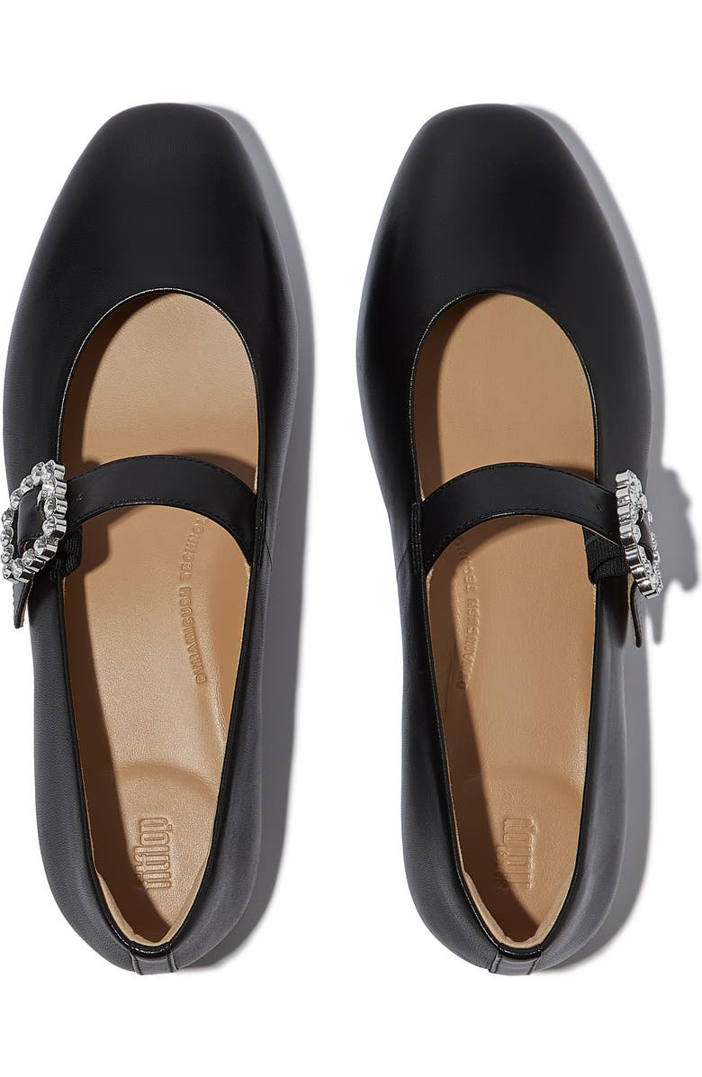 FitFlop Delicato Crystal-Buckle Leather Mary Janes, Alternate, color, Black