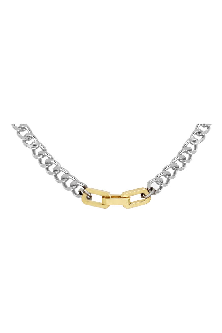 Hex Charm Collar Necklace, Alternate, color, RHODIUM/ GOLD