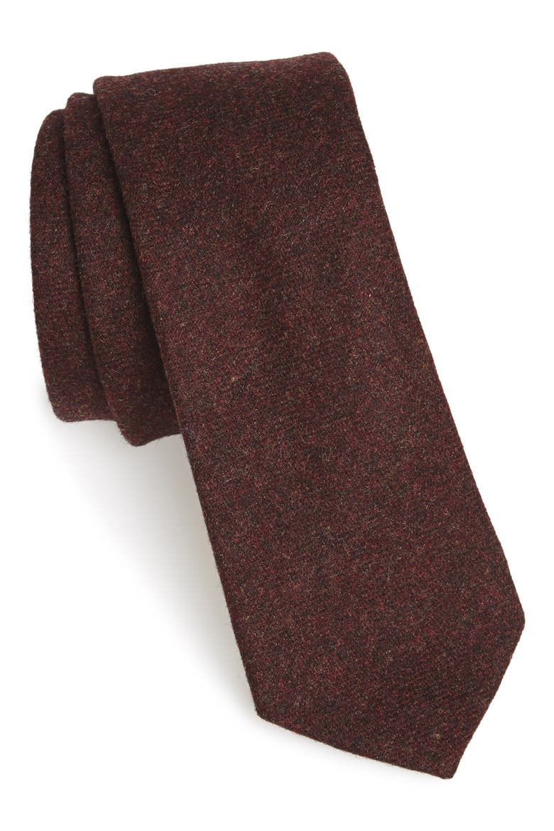 Solid Wool Tie, Main, color, BROWN