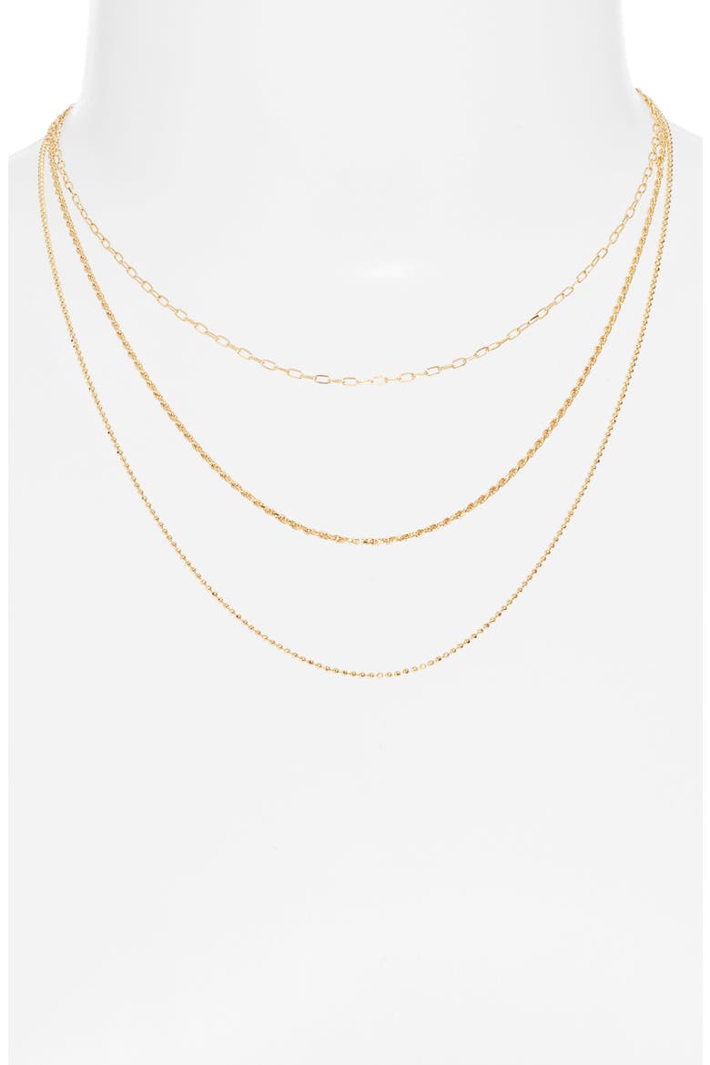Triple Layer Chain Necklace, Alternate, color, GOLD